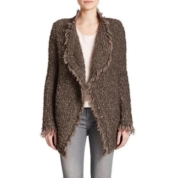 IRO Campbell Open-front Bouclé‎ Cardigan Wool Mohair Blend Size 40 Large - Picture 1 of 5